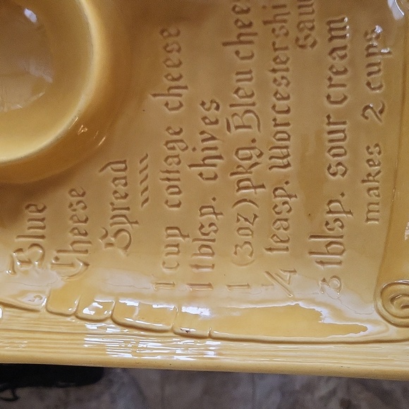Vintage California Pottery Blue cheese spread recipe chip and dip platter - Picture 2 of 3